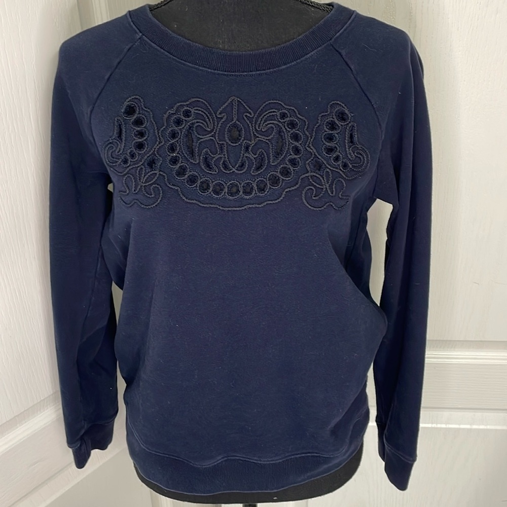 Madewell sweatshirt pullover navy cutwork size M